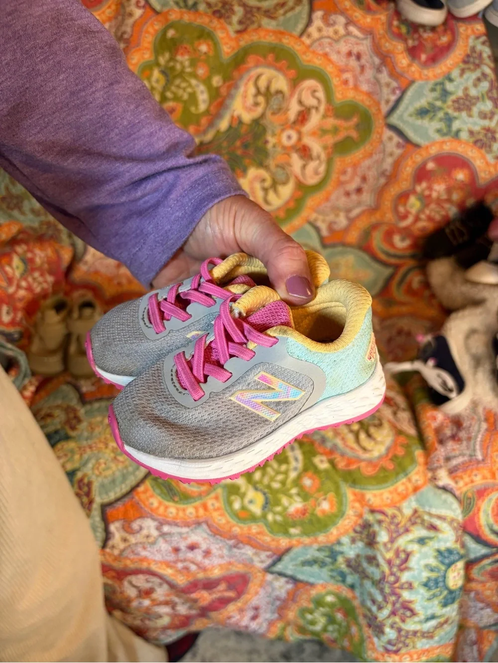 Wonder Nation Navy and White Baby Lace-Up Sneakers and New Balance multi colored